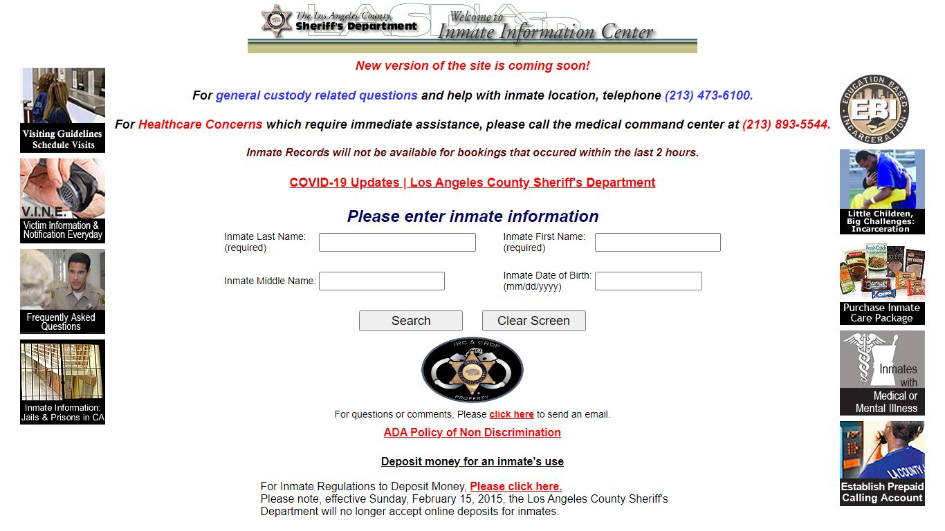 LASD Inmate Information Center - Inmate Search